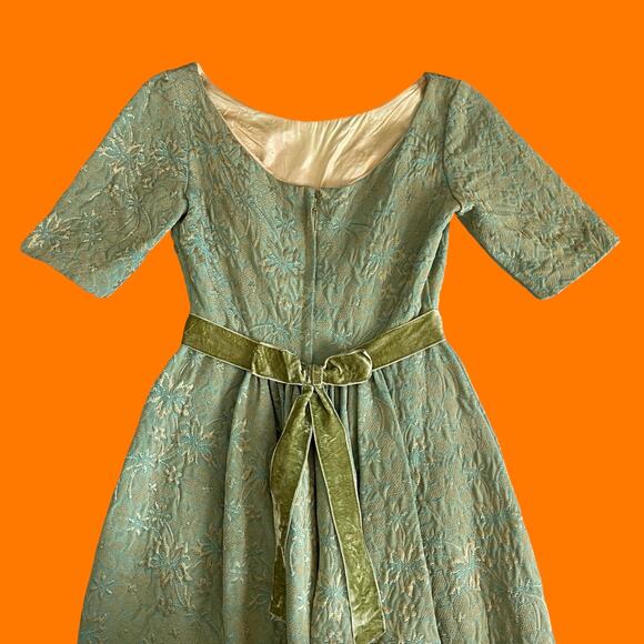 50's 60's vintage green evening dress formal dress prom dress XS harry keiser - Picture 5 of 10